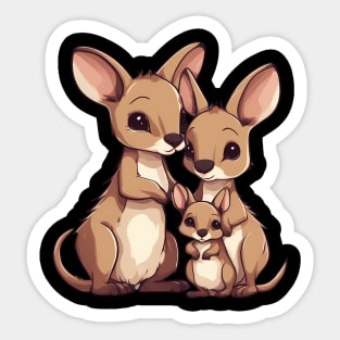 Kangaroo Mum Dad & Cub Sticker